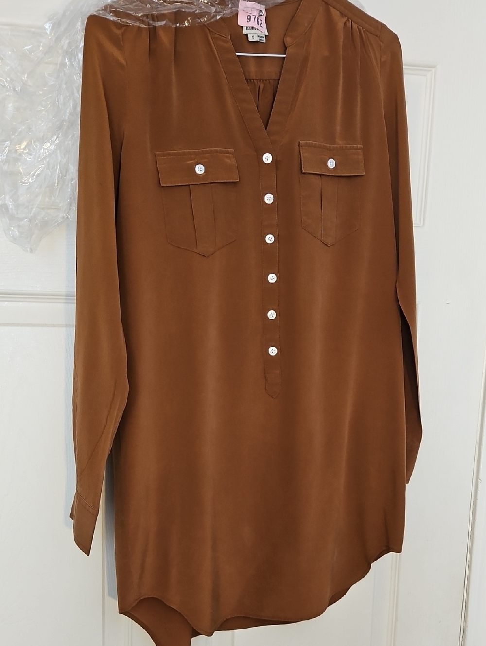 Haute Hippie Caramel Brown V-Neck Button Tunic